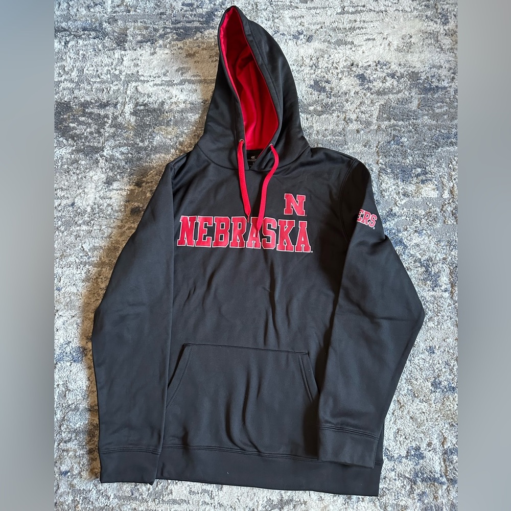 Nebraska Men's Black & Red Pullover Hoodie